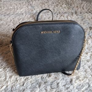 Michael Kors Black Cindy Dome Saffiano Leather Crossbody
